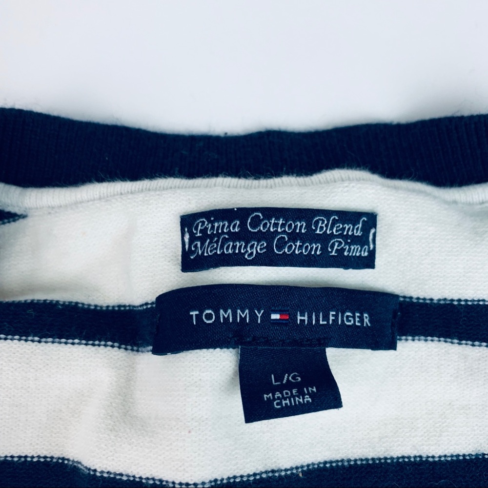 💰SALE Tommy Hilfiger V- Neck Striped Long Sleeve - Picture 4 of 5